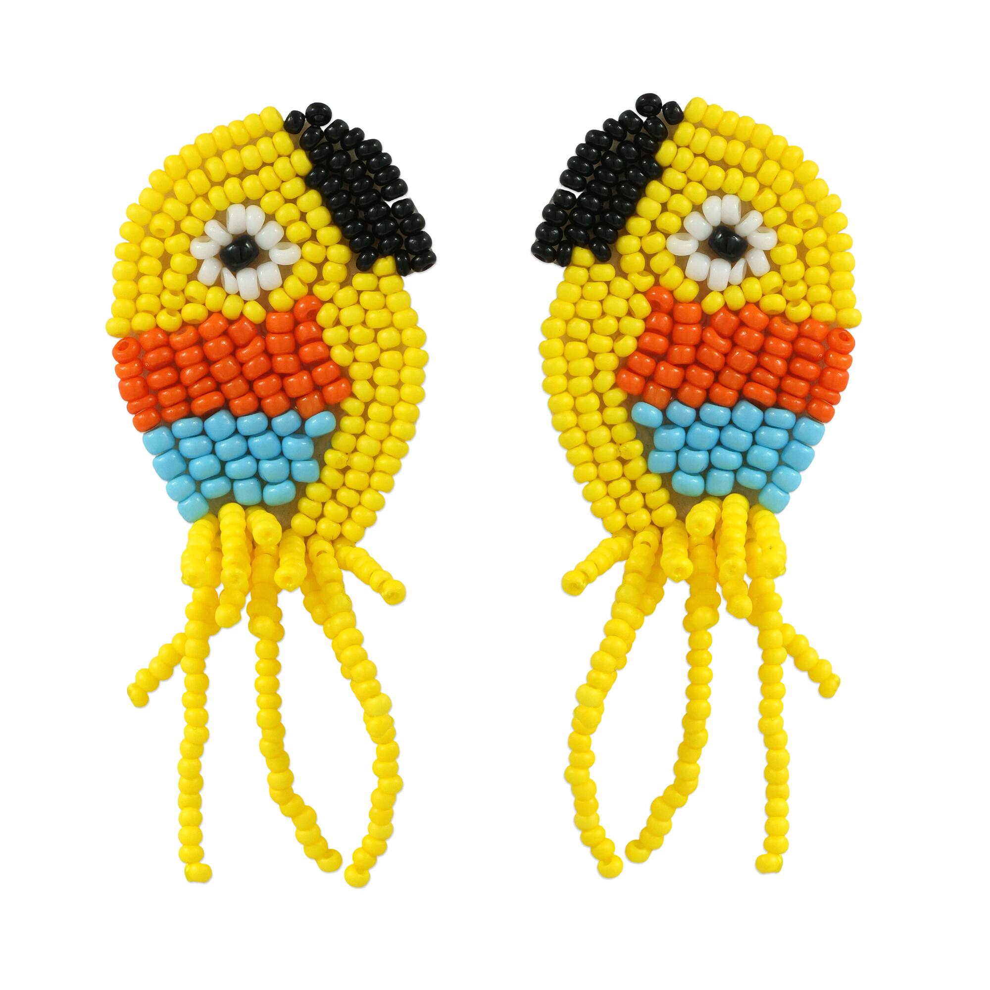 Summer Yellow Parrot Bead Earrings by Make Market®